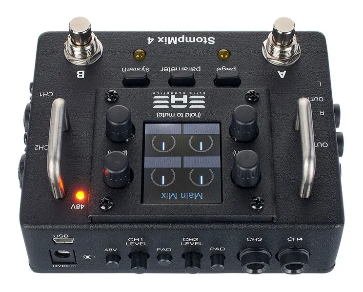 Elite Acoustics Stompmix 4 Pedal Mixer, face arrière et connectique, photo 4